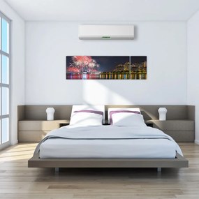 Obraz fajerwerków w Singapurze (170x50 cm)