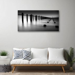 Obraz na płótnie Drewniane Molo we Mgle