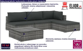 5-częściowy szary zestaw wypoczynkowy do ogrodu - Begi 5A