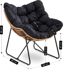 Fotel ogrodowy z poduchą Fin na płozach, czarny