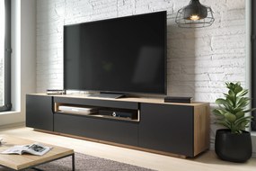 Szafka RTV Loftia 200 cm dwudrzwiowa z wnęką - artisan / czarny mat