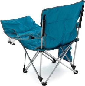 Krzesło kempingowe ze zdejmowanym podnóżkiem, niebieskie