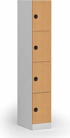 Szafka skrytkowa S1, 4 schowki, 1850 x 300 x 500 mm, zamek kodowy, drzwi laminowane, buk