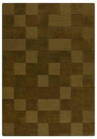 Wełniany dywan tkany ręcznie w kolorze khaki 120x170 cm Checkerboard – Flair Rugs