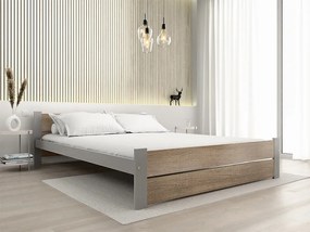 Łóżko IKAROS DOUBLE 180 x 200 cm, dąb sonoma/szary Stelaż: Ze stelażem listwowym rolowanym, Materac: Bez materaca