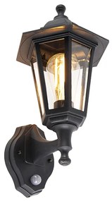 Zewnetrzna Klasyczna lampa ścienna zewnętrzna czarna z czujnikiem ruchu - New Haven klasyczny/Antyczny Oswietlenie zewnetrzne