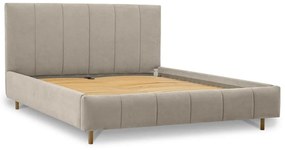 Beżowe tapicerowane łóżko dwuosobowe ze stelażem 160x200 cm Zee – Scandic