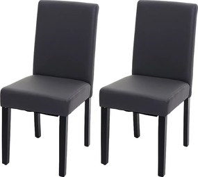 Zestaw 2 krzeseł do jadalni Littau ze sztucznej skóry, imitacja skóry, szary mat, ciemne nogi