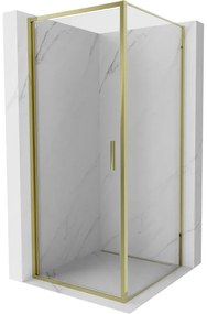 Mexen Exo kabina prysznicowa uchylna 100 x 100 cm, transparent, złota - 817-100-100-50-00