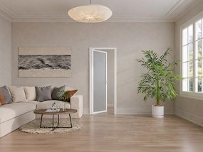 Rewersyjny blok drzwiowy z aluminium i matowego szkła hartowanego - W204 x S73 cm - Biały - LOXTON