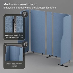 Przegroda biurowa akustyczna Sadie, kolor Frozen Lake, rozmiar 260/145 cm