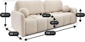 Sofa ZEN Rozkładana Dwuosobowa Beżowa Boucle Japandi