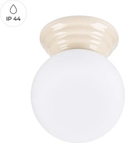 Lampa sufitowa minimalistyczny Zori, ceramika szkliwiona/szkło - 1 źródło - L.12 x H.12 cm - beżowy
