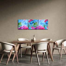 Obraz - Kolorowe fale (z zegarem) (90x30 cm)