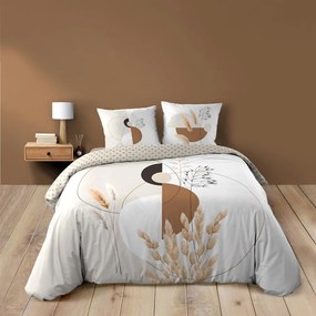Biało-beżowa bawełniana pościel dwuosobowa 240x220 cm Natacha – douceur d'intérieur