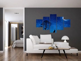 Obraz wilka wyjącego do księżyca (125x70 cm)