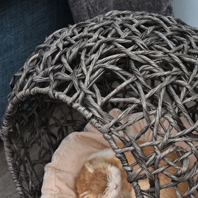 PawHut Domek dla kota z poduszką Miejsce do spania dla kota Jaskinia dla kota podwyższone nogi rattan PVC