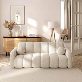 Sofa ZEN Rozkładana Dwuosobowa Beżowa Boucle Nowoczesna