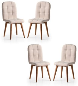 Zestaw krzeseł do jadalni Retro Cream and Walnut, 4 szt.