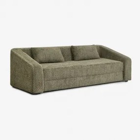 Sofa Rozkładana 3-osobowa Z Tkaniny Bouclé Dalila Bukla Zieleń Army - Sklum
