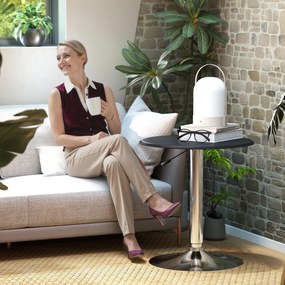 HOMCOM Regulowany Stół Barowy, Pokrycie ze Skóry Ekologicznej, Design Vintage, Czarny + Srebrny