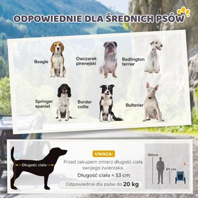PawHut Przyczepka rowerowa dla psa, składana, z odblaskami, siatkowymi oknami, kołami, drzwiami, flagą bezpieczeństwa, dla psów do 20 kg, 138x70x89 cm, niebieska | Aosom PL