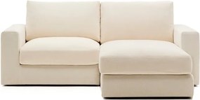 Beżowy narożnik z tkaniny szenilowej (prawostronny/z szezlongiem) Alea – Kave Home