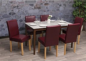 Zestaw 6 krzeseł do jadalni Littau ze sztucznej skóry, imitacja skóry, czerwony, jasne nogi