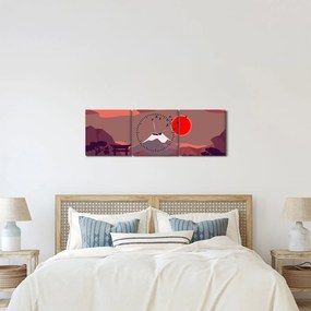 Obraz - Ilustracja góry Fuji (z zegarem) (90x30 cm)