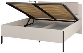 Łóżko JUKON 160x200 kaszmirowe z pojemnikiem i tapicerowanym zagłówkiem HELVETIA