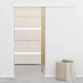 Drzwi przesuwne ze szkła ESG i aluminium 76x212 cm Srebrne - Nowoczesny Design