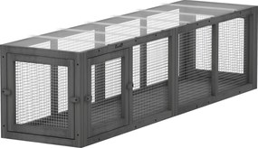 PawHut Tunel dla kota, zabawka z drewna z 3 drzwiami, rozbudowywalny, tunel do zabawy dla kotów do 10 kg, 151,5 x 38,5 cm Szary | Aosom PL