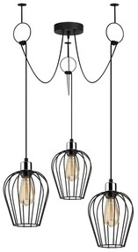 Czarna lampa wisząca z 3 kloszami Opviq lights Tel Chain