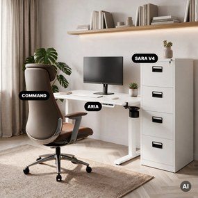 Biurko elektryczne z regulacją wysokości ergonomiczne białe,1200x600 mm: ARIA