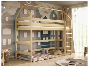 Łóżko domek na antresoli TOBI 2 180x80 sosna naturalna nielakierowana KOCOT KIDS
