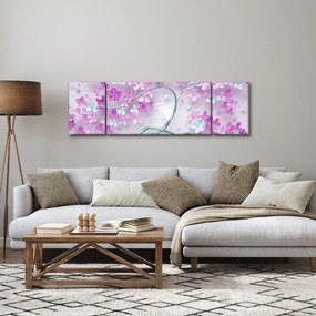 Obraz kwiatów na srebrnej łodydze - abstrakcja (170x50 cm)