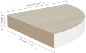 Narożna półka ścienna dąb + biel H4-K80