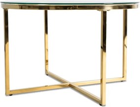 Stolik Kawowy Szklany FLIP 70 cm ze Złotymi Nogami Glamour
