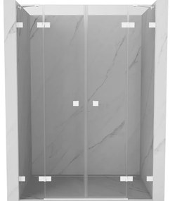 Mexen Lunar Duo drzwi prysznicowe uchylne 140 cm, transparent, białe - 834D-140-000-20-00
