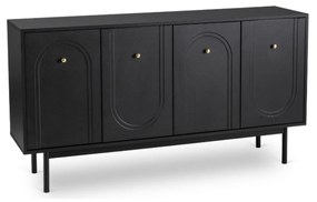 Komoda do Salonu MARLEN 155 cm Czarna Czterodrzwiowa Nowoczesna