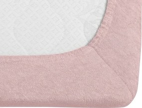 PrzytulneMieszkanie.pl Prześcieradło z gumką fleece MOLTON jasnoróżowe 180 x 200 cm