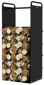 Outsunny Stojak na drewno do kominka, 2 uchwyty, stalowy stelaż, do 30kg, 36x30x90cm, Czarny