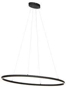 Designerska lampa wisząca czarna owalna z wbudowanym LED 3-stopniowo ściemnialna - OvalloDesignerski Oswietlenie wewnetrzne