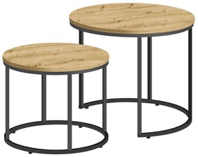 Zestaw stolików kawowych okrągłych 2w1 dąb artisan B9-D66