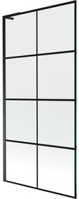 Mexen Next L parawan nawannowy 1-skrzydłowy 90 x 150 cm, czarna kratka, czarny - 895-090-000-03-77-70
