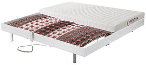 Łóżko elektryczne z funkcją relaksu z materacem z lateksową warstwą wierzchnią - 2 x 90 x 100 cm - białe - ETHER DREAMEA