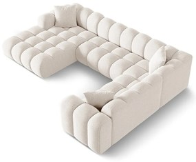 Kremowy narożnik z tkaniny szenilowej (prawostronny/w kształcie litery U) Treno – Cosmopolitan Design