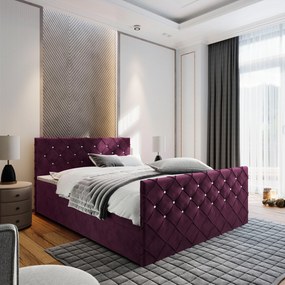 Masseno Łóżko kontynentalne MANDI z pojemnikiem na pościel 140x200 cm – Fiolet, MAGIC VELVET 2202