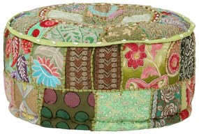 Okrągła zielona pufa patchwork - Reo 3X