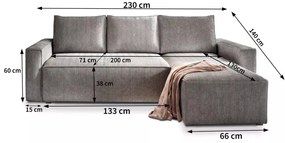 Rozkładana narożna sofa SMART COSARO terakotowa, dwustronna + 2 poduszki GRATIS